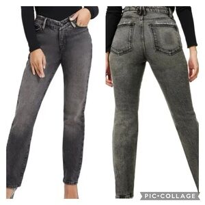 EUC Good American Good Classic Straight Leg V Waist Jeans in Black 175